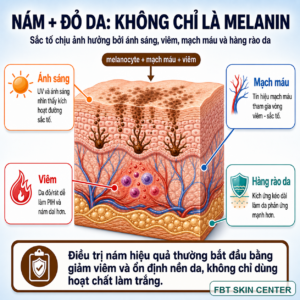 Ánh sáng - viêm - mạch máu - melanocyte: vòng xoắn khiến nám dai dẳng.