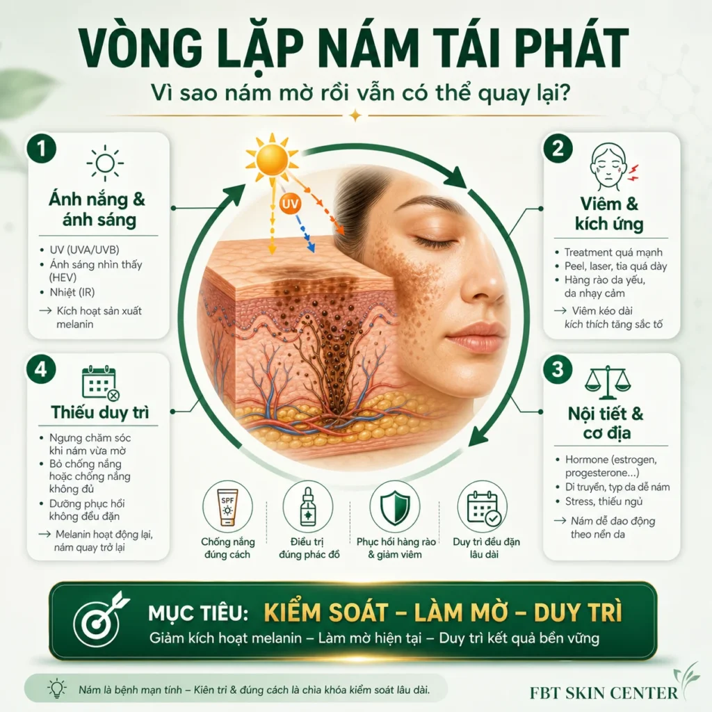 Infographic vòng lặp nám tái phát