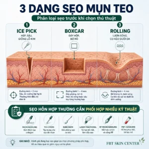 Infographic 3 dạng sẹo mụn teo