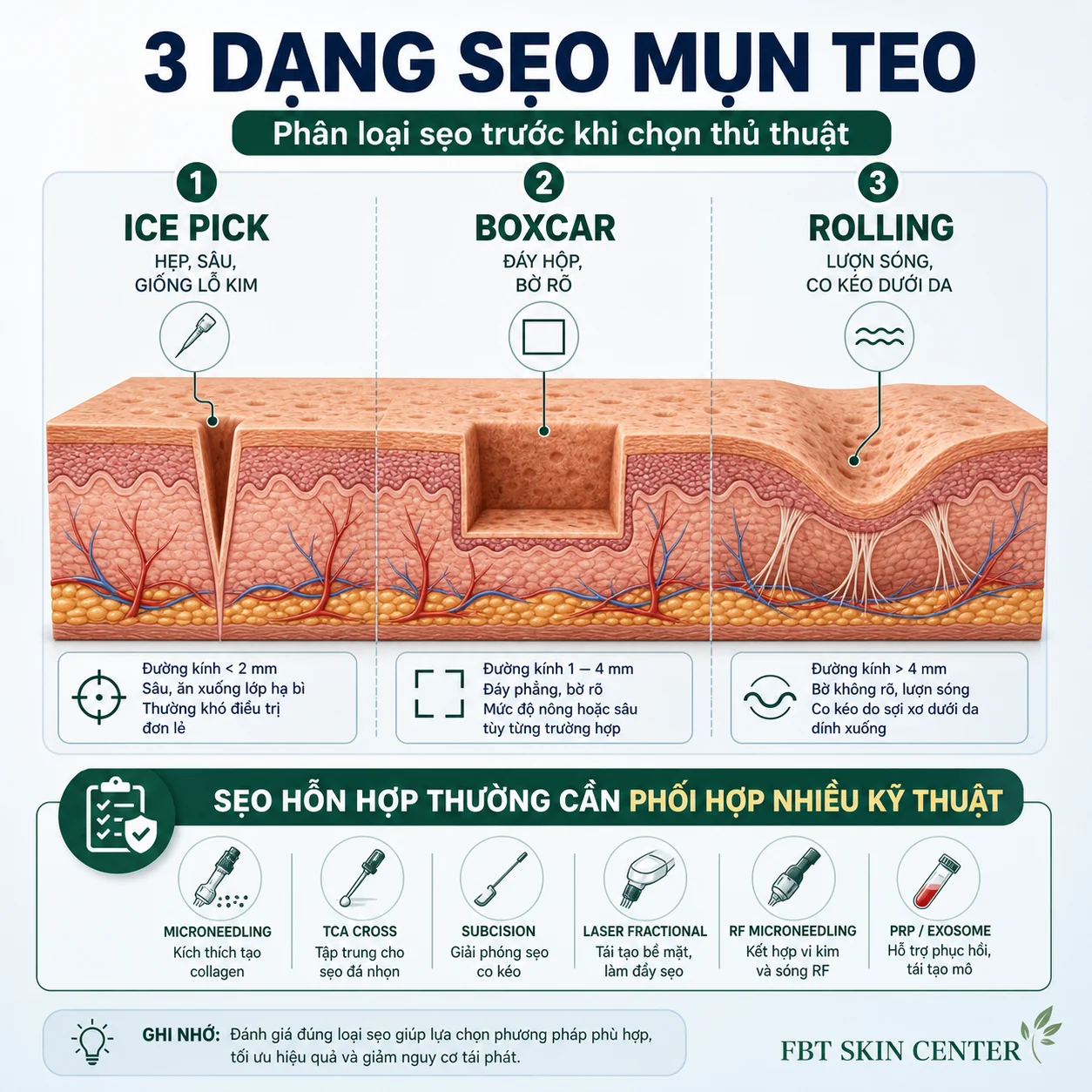 Infographic 3 dạng sẹo mụn teo