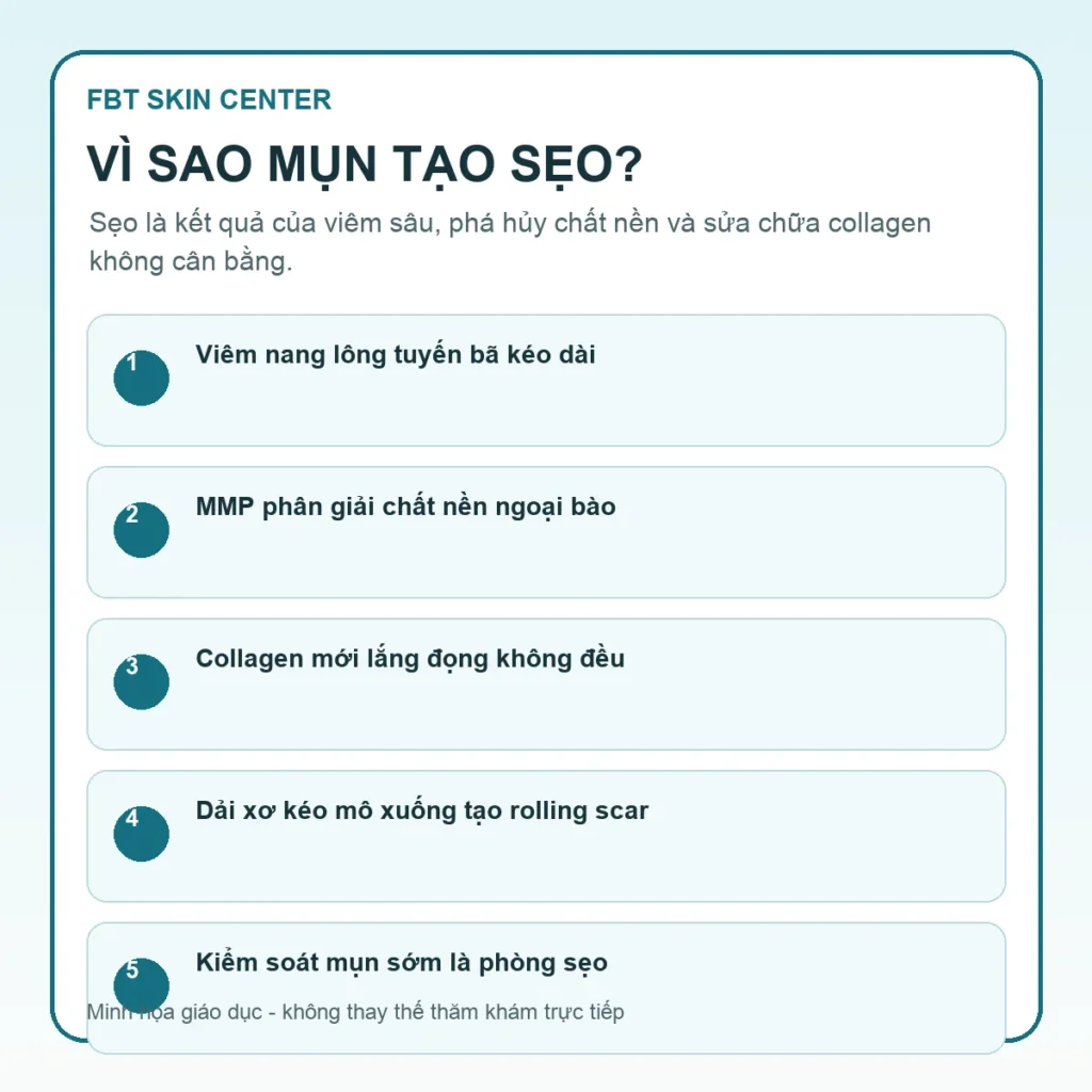 Minh họa cơ chế sẹo mụn