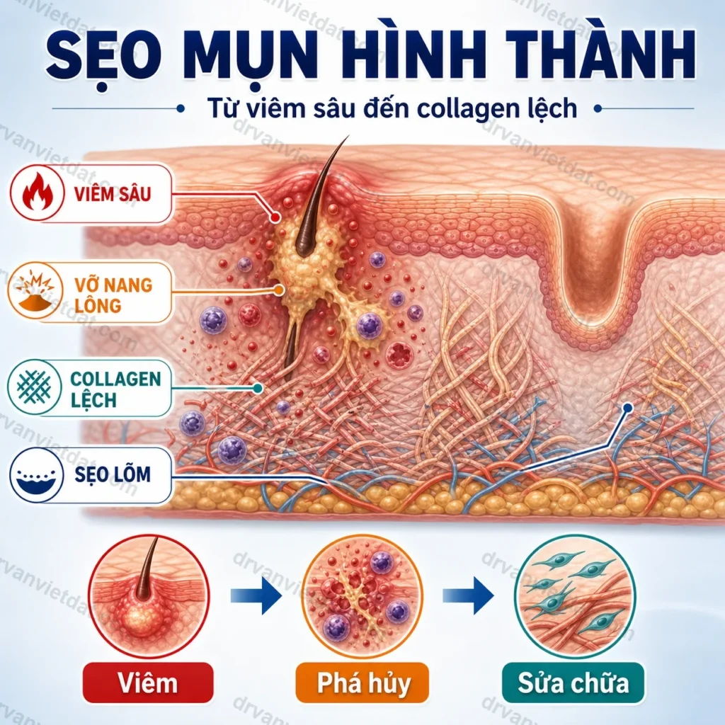 Infographic cơ chế sẹo mụn