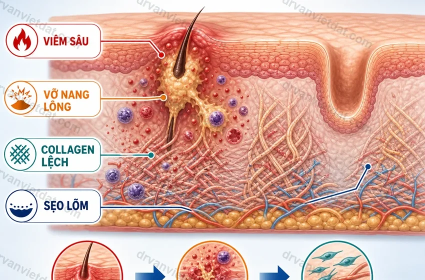 Infographic cơ chế sẹo mụn