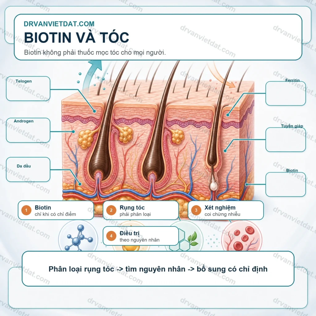 Biotin 1: Biotin và rụng tóc - khi nào thiếu mới cần bổ sung? - thumbnail designinfographic