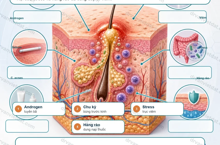  Mụn ở phụ nữ trưởng thành: vai trò nội tiết, stress và chăm sóc da (phần nền tảng)