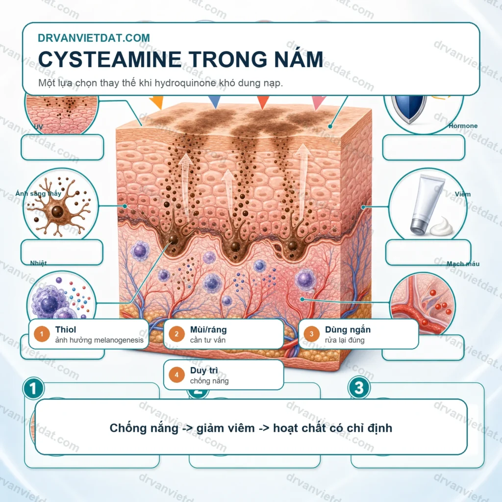 Cysteamine trong nám: lựa chọn thay thế nào cho nhóm da không hợp hydroquinone? - chuyên đề 2