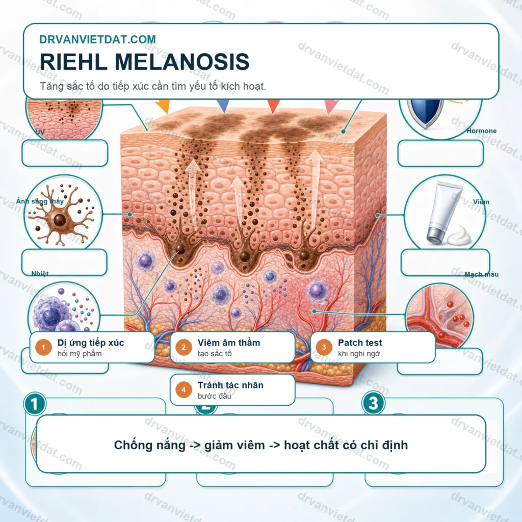 Riehl melanosis: tăng sắc tố do tiếp xúc và cách tiếp cận thận trọng
