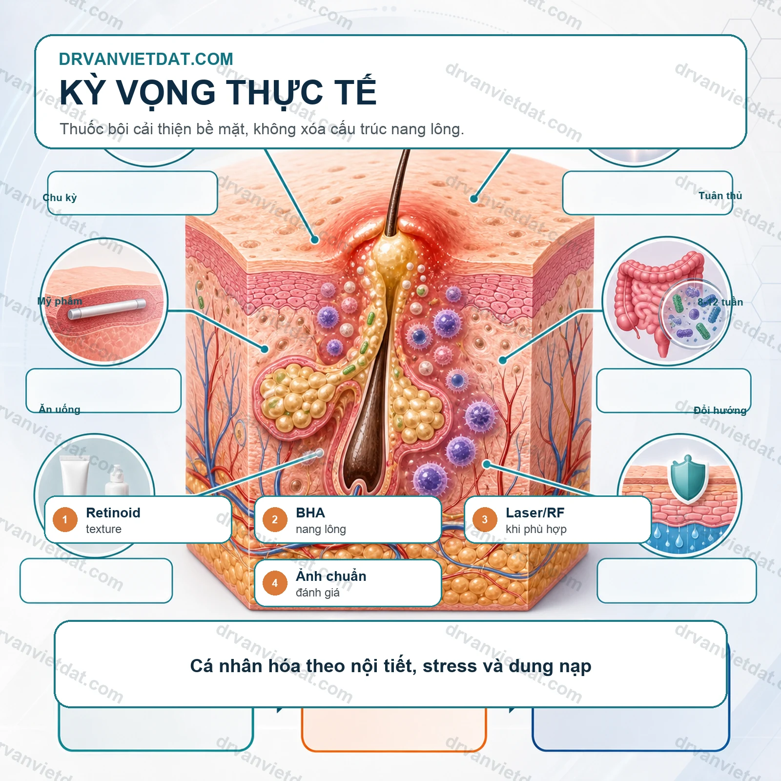 Lỗ chân lông to: cơ chế, thuốc bôi và kỳ vọng cải thiện thực tế