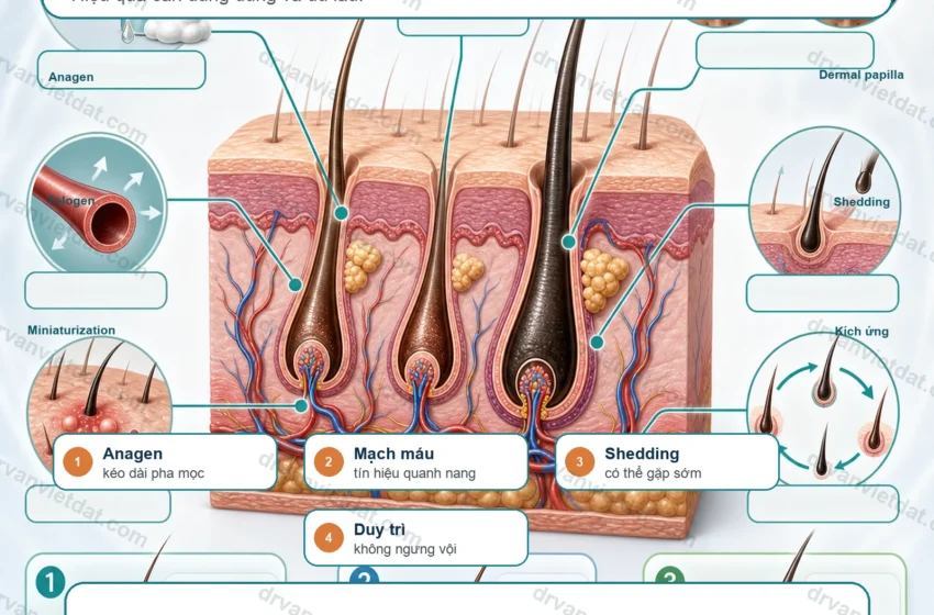 Minoxidil trong rụng tóc androgen: dùng sao cho đúng và kiên trì đủ lâu?