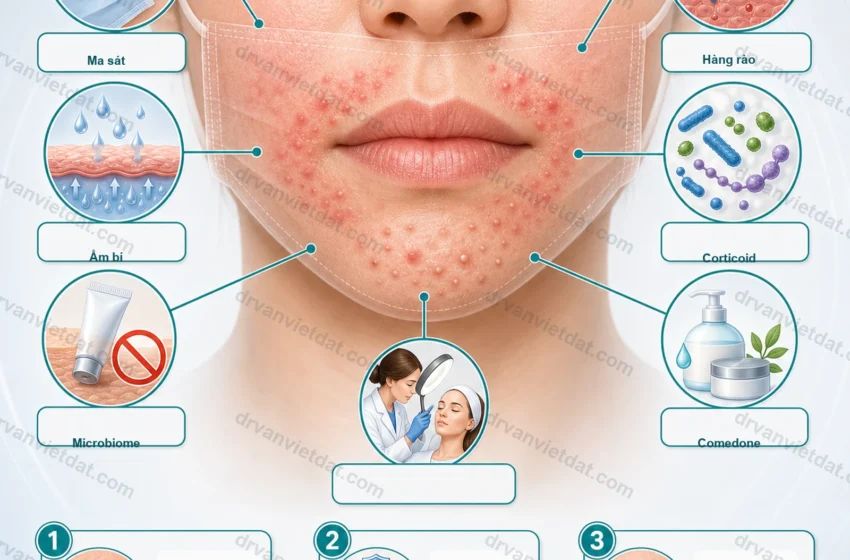 Maskne: mụn do khẩu trang và cách chăm sóc da trong môi trường bí tắc