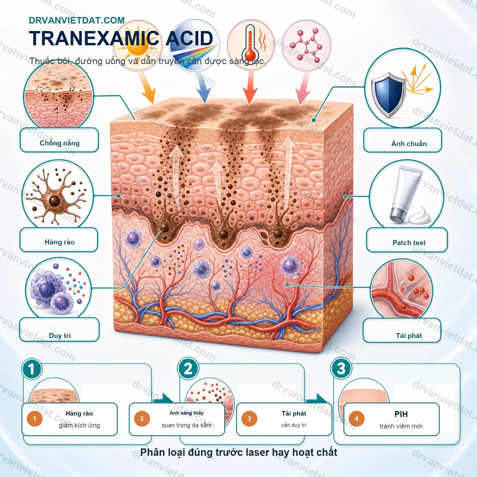 Tranexamic acid trong nám: thuốc bôi, đường uống và những điều cần thận trọng