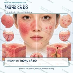 Phần 101: Trứng cá đỏ: điều trị đỏ da và sẩn viêm khác gì mụn thông thường?