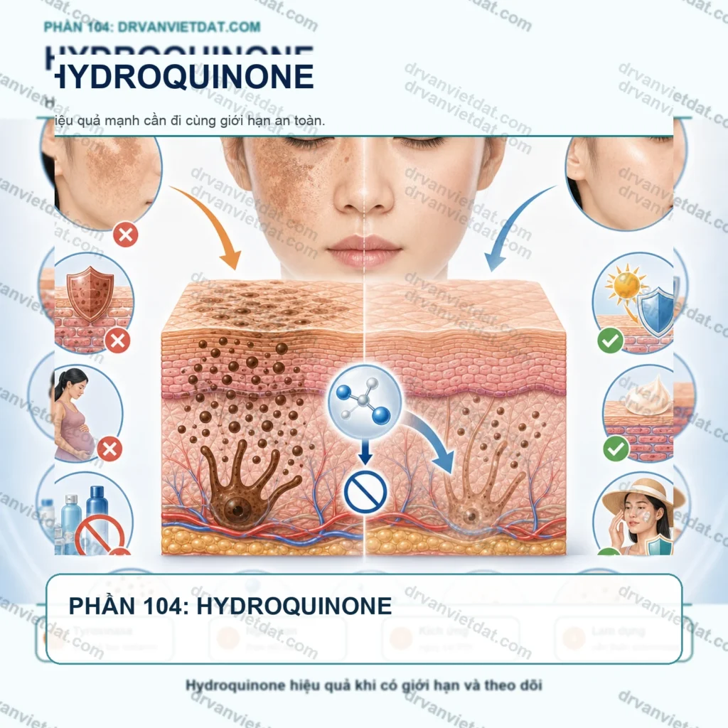 Phần 104: Hydroquinone trong điều trị nám: hiệu quả, cách dùng và nguy cơ khi lạm dụng (phần chọn bệnh nhân)