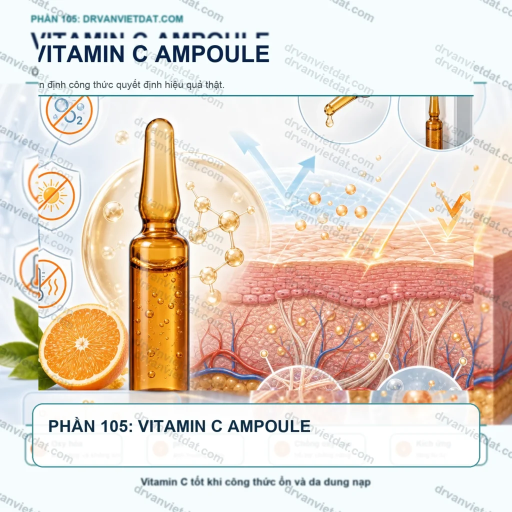 Phần 105: Vitamin C dạng ampoule: ổn định, tiện lợi và cách dùng trên da thật