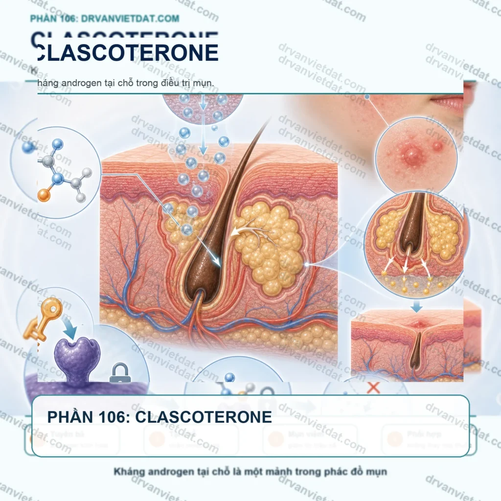 Phần 106: Clascoterone bôi trị mụn: kháng androgen tại chỗ có gì mới?