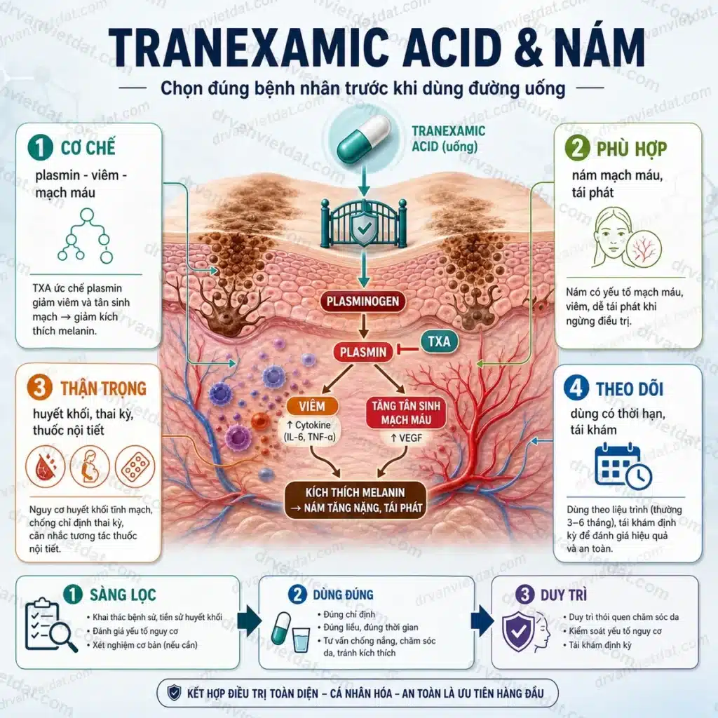 Tranexamic acid đường uống trong nám: chọn bệnh nhân nào để an toàn hơn? - thumbnail