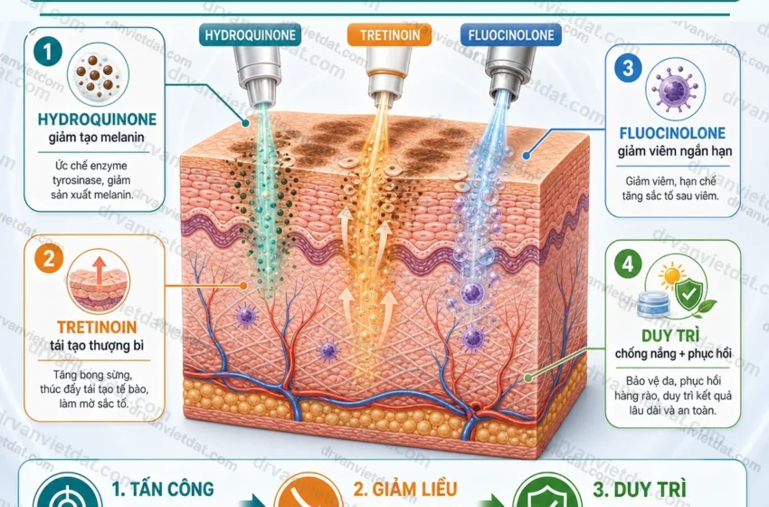  Công thức bộ ba trong nám: vì sao hiệu quả cao nhưng không phải kem dùng lâu dài?