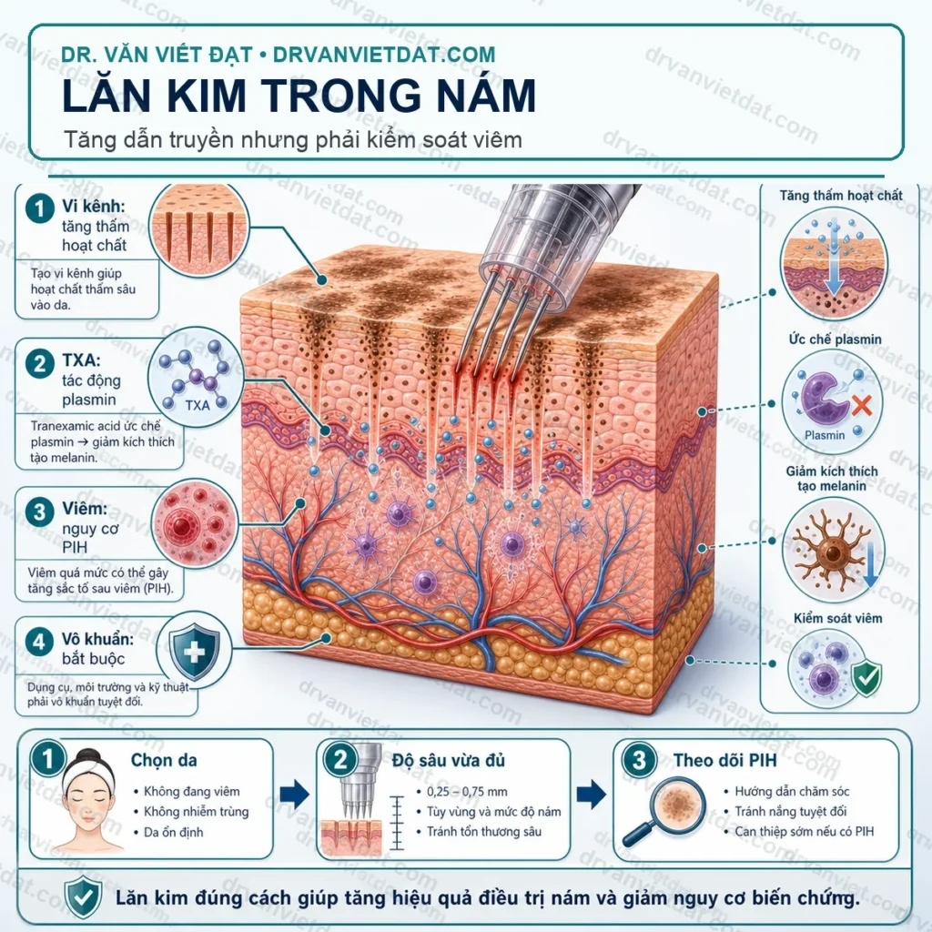 Phần 132: Lăn kim phối hợp thuốc bôi nám: tăng dẫn truyền nhưng cũng tăng rủi ro - thumbnail