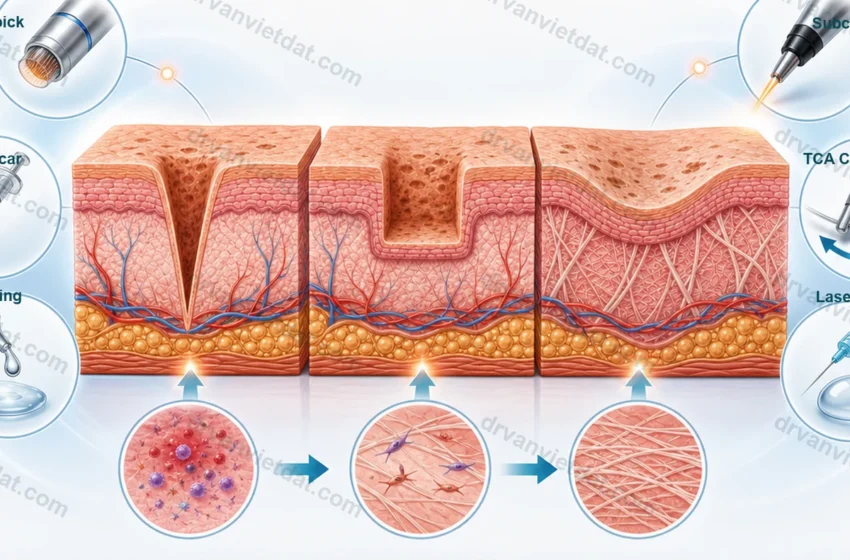 Phối hợp subcision, TCA CROSS và laser fractional trong sẹo rỗ: vì sao cần nhiều mũi nhọn?