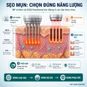 Sẹo mụn - chọn đúng năng lượng RF vi kim và CO2 fractional