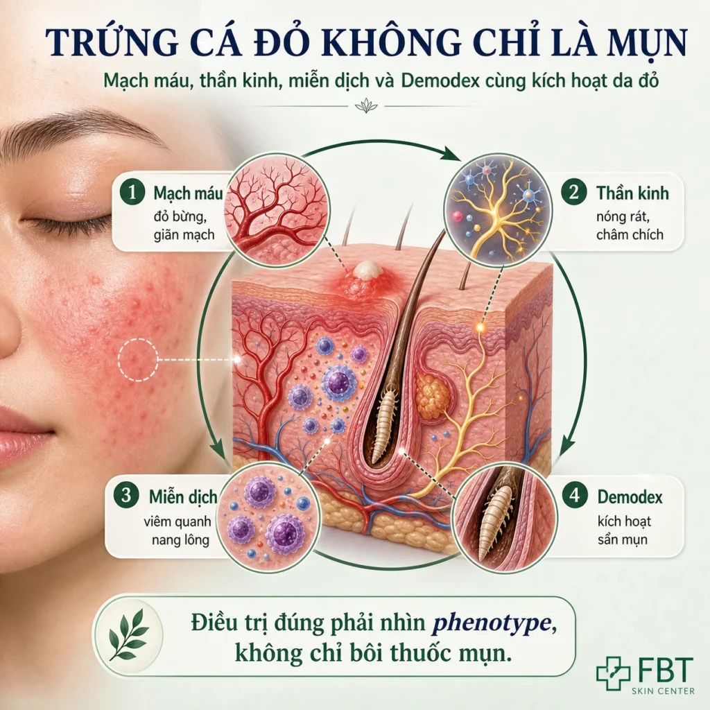 Trứng cá đỏ không chỉ là mụn - cơ chế rosacea