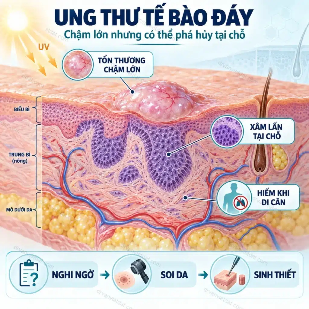 Ung thư tế bào đáy: tổn thương da chậm lớn nhưng không nên xem nhẹ
