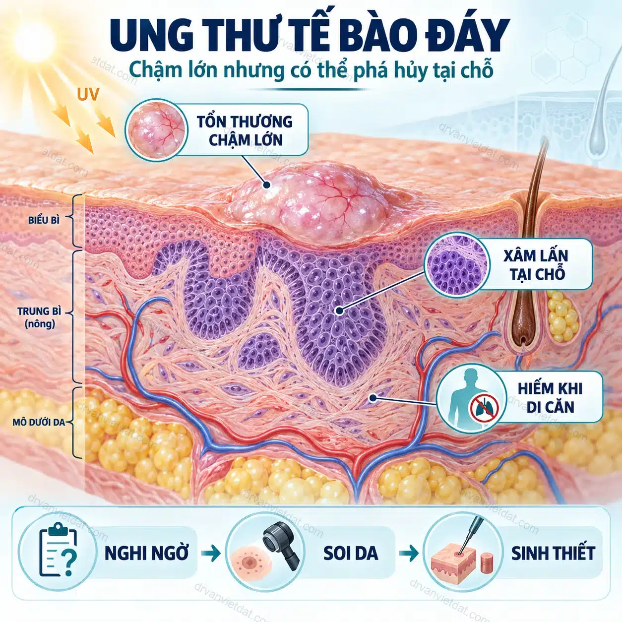 Infographic: Ung thư tế bào đáy: tổn thương da chậm lớn nhưng không nên xem nhẹ