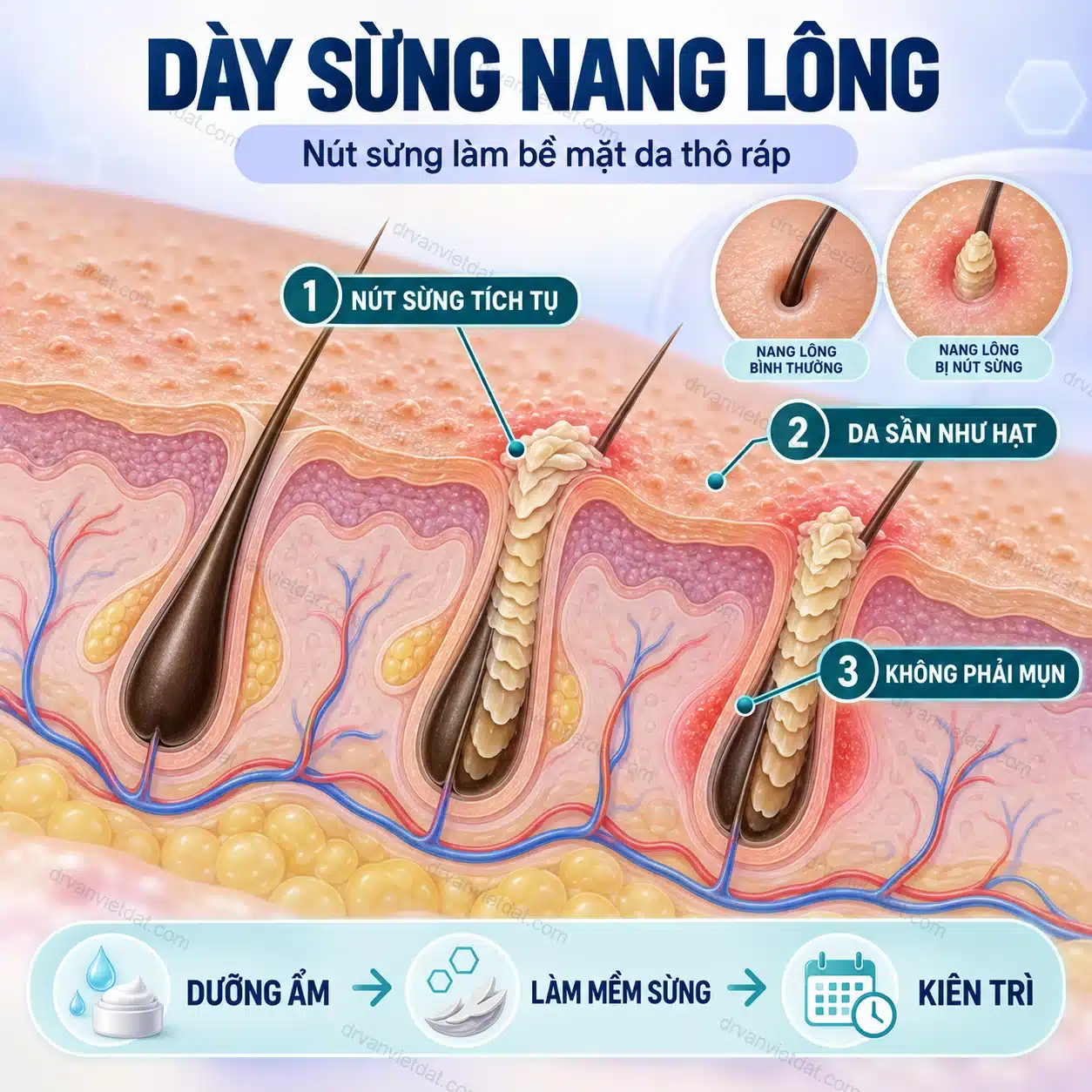 Infographic: Dày sừng nang lông: bệnh lành tính nhưng cần chăm sóc đúng để bớt sần